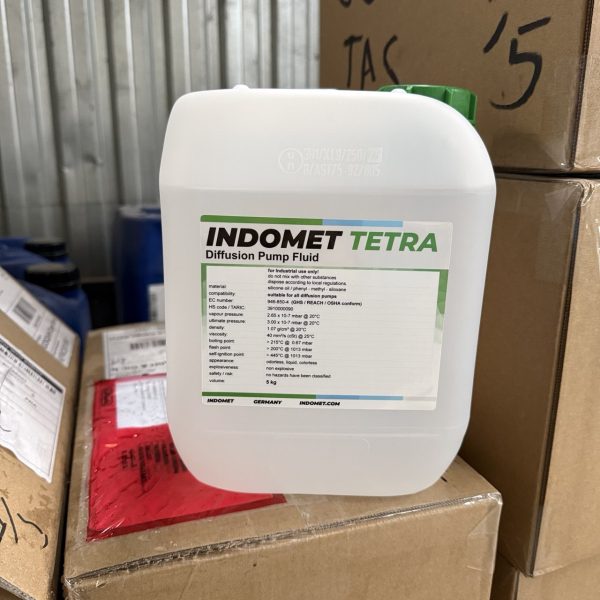 5kg can of INDOMET TETRA - diffusion pump oil - in the warehouse