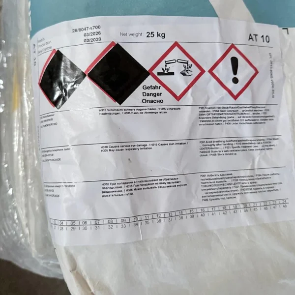 Product label of traxit AT 10 - dry calcium lubricant for steel wire drawing