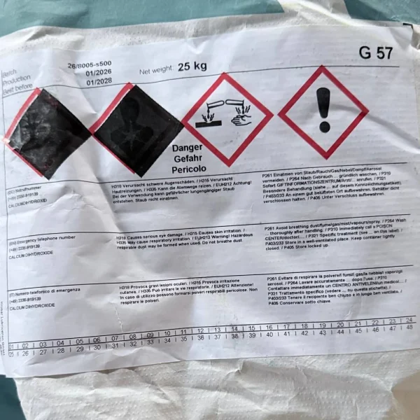 Label of traxit G57 bag - dry calcium lubricant for steel wire drawing