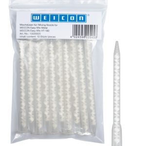 Pack of ten translucent mixing nozzles for Weicon Easy-Mix Metal adhesive in a sealed bag