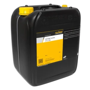 Black 20 L jerrycan of lubricant with a yellow label from Kluber Lubrication, reading Hotemp Super CH 2-100